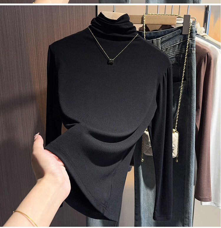 Ordifen Women's Turtleneck Fitted Long Sleeve Base Shirt Black Spring Autumn Winter Warm Stylish Top 5