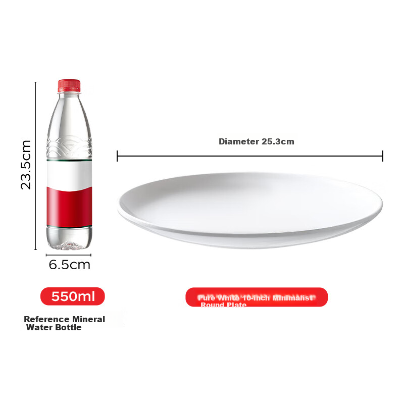 Белая melamine тарелка Baijie Commercial A5, 10-дюймовая круглая тарелка для отеля, для подачи блюд, жареного риса и лапши