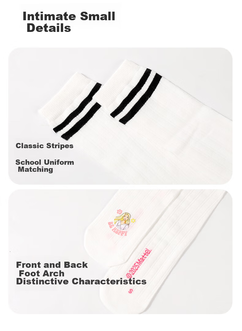 Barbie Children's Mid-Calf Socks, Girls' Over-Knee Socks for Spring And Autumn, High Socks, Long Socks, Calf Socks, Student Cotton Socks 10