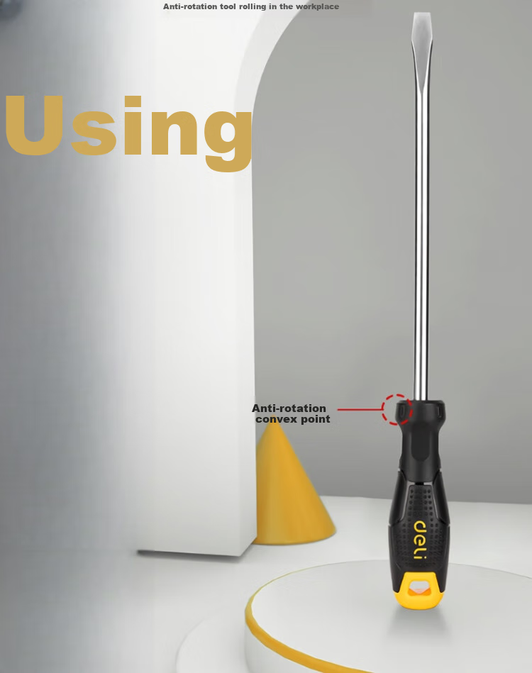 DELIGONGJU Deli Plastic Handle Flat Screwdriver 8x300mm DL6283001 (Random Delivery of New And Old Products) 7