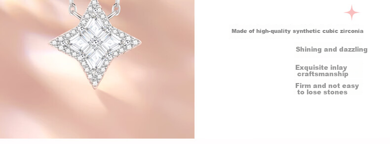 Fanci Radiant Necklace for Women, Silver Four-Pointed Star Light Luxury High-End Collarbone Chain Birthday Gift for Girls 11