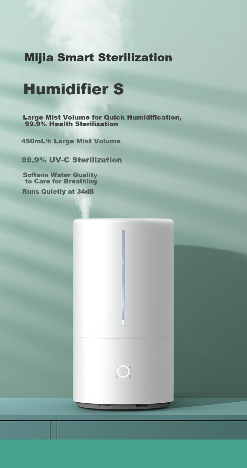 Mijia Xiaomi Smart Disinfecting Humidifier S, Bedroom Quiet Operation, Home And Office Desktop Low Noise Air Humidifier with UV-C Sterilization, 4.5L Large Capacity Moisturizing Gift 1