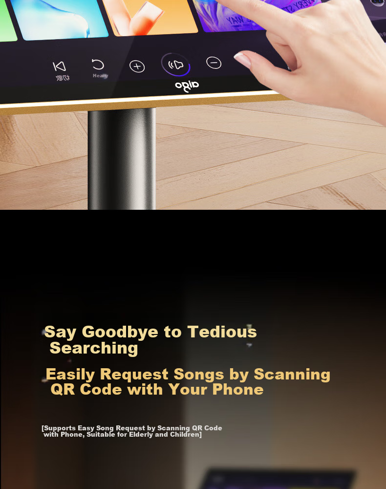 Aiguozhe G02 Karaoke Machine, Smart Voice-Controlled Karaoke Player, 19.5-Inch Large Screen, AI Intelligent Voice Control, Vertical High-Definition 4K Decoding, Home KTV Touchscreen Karaoke Player, 1TB Storage 7
