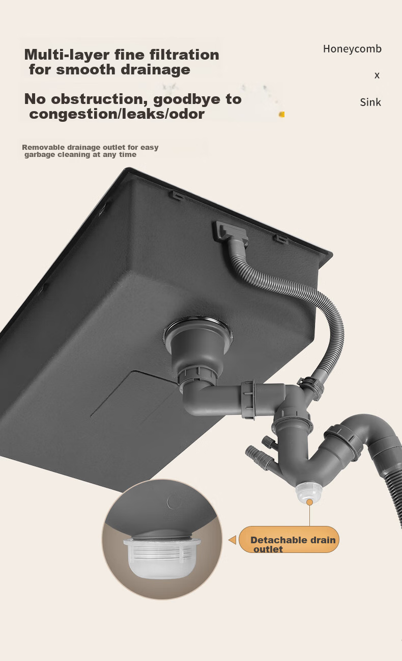 OULIN Kitchen Sink, Large Single Basin, Scratch-Resistant Textured 304 Stainless Steel Sink, Pull-Out Faucet, Thickened 3.0 13
