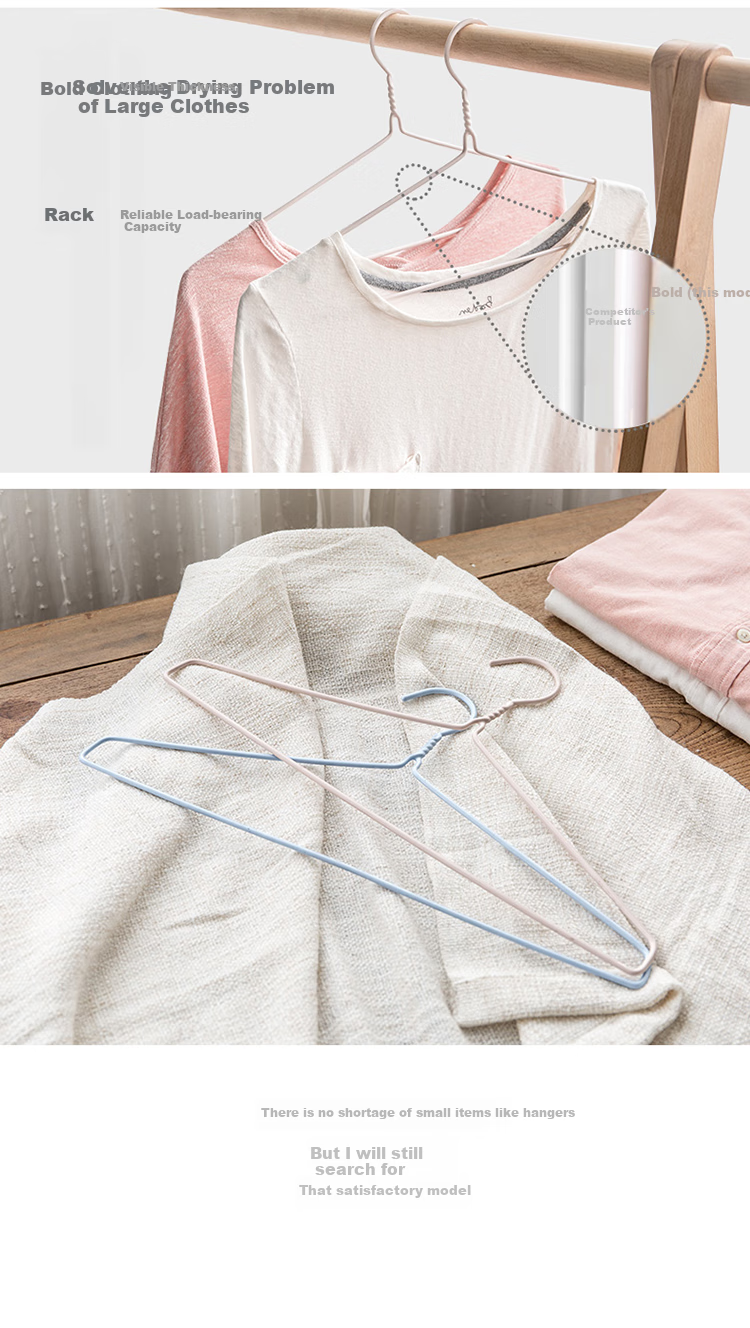 Bingyou Clothes Hangers, Width 46cm Drying Rack, 18-Inch Thickened Plastic-Coated Hangers, Pack of 10 3