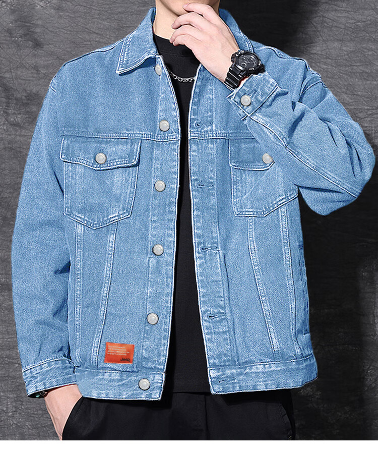 JEEP Men's Denim Jacket Autumn Winter Workwear Black Casual Shirt Blue L 6