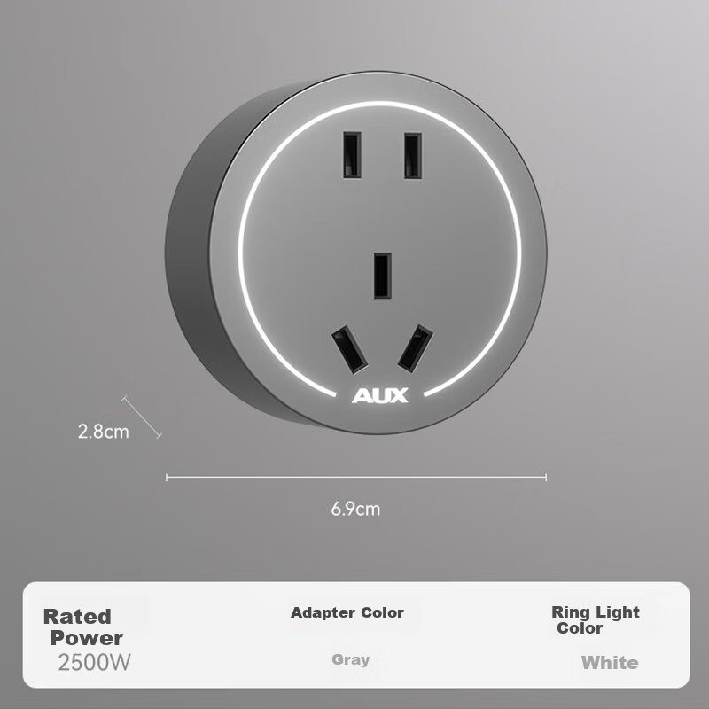 AUX Smart Remote Control Switch, No Wiring Required, Wireless Dual Control, Wall-Penetrating Control, Receiver + Adhesive Backing, Gray, Home Electric Light Controller