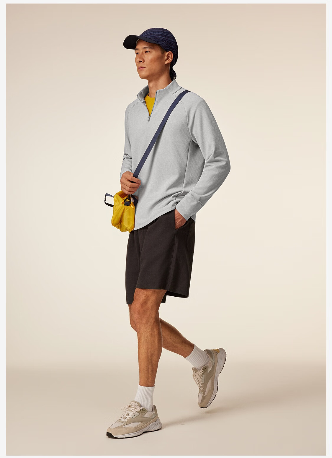 Keep Men's Sports T-Shirt Autumn Winter Breathable Quick-Dry Gym Half-Zip Stand Collar Running Long Sleeve Tee 8814 18