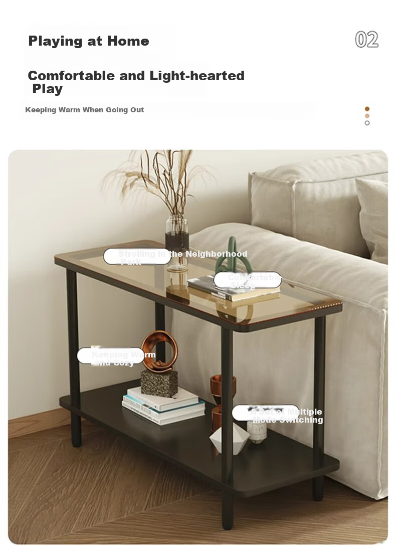 FENJIEXIAN Side Table, Coffee Table, Living Room Light Luxury Small Tea Table, Tempered Glass Tea Stand, Bedside Table, Double-Layer Storage Tea Table 10