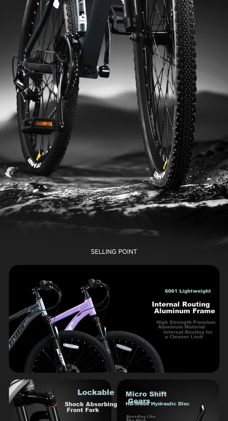 FOREVER Aluminum Alloy Mountain Bike for Adults, Men And Women, F7 24-Speed - Merlin Purple - Disc Brake, 27.5 3