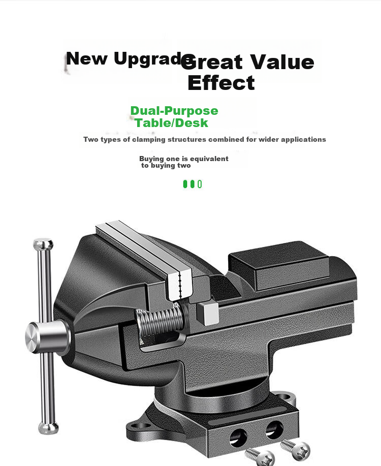 Baolian Bench Vise, Small Multifunctional Household Universal Mini Bench Vise, Workbench Flat-Jaw Small Vise, Bench Woodworking Clamp 3