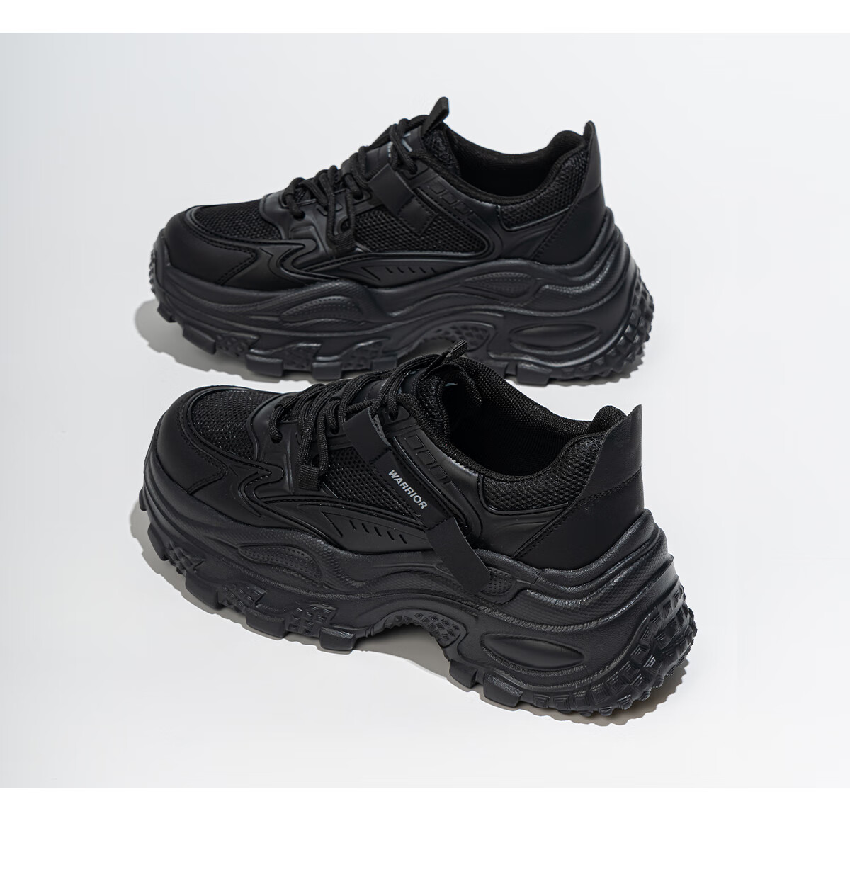 Warrior Thick Sole Dad Shoes 2025 Winter New Women's Small Height Increase Comfortable Casual Sports Shoes Black 38 7