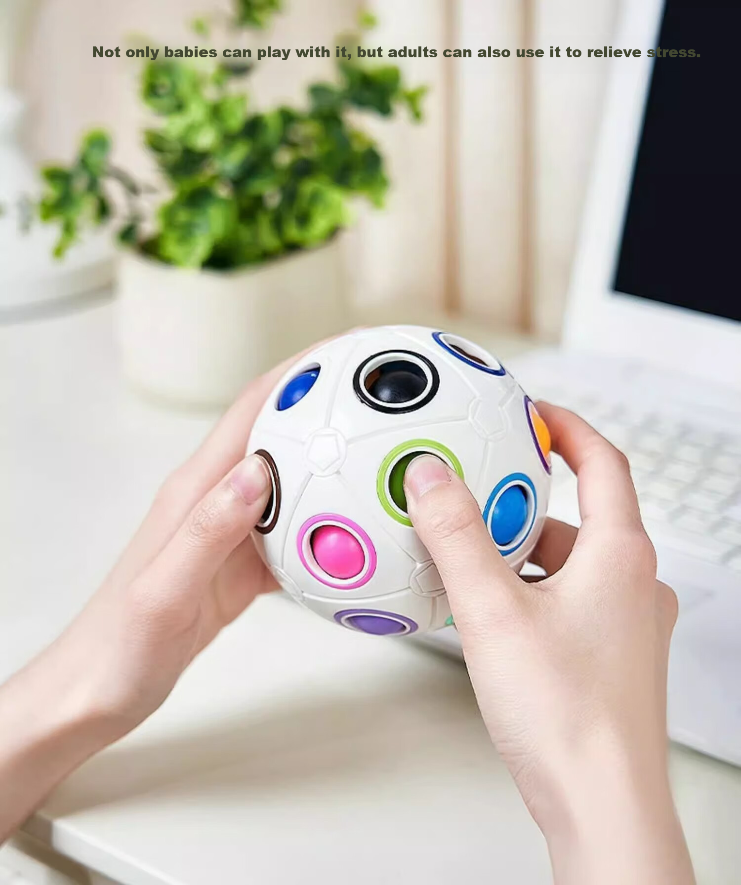 Lankupa Children's Magic Cube Rainbow Ball, Montessori Early Education Toy, Hand-Grasping Ball, Push-Push Music Training, National Day Gift 14