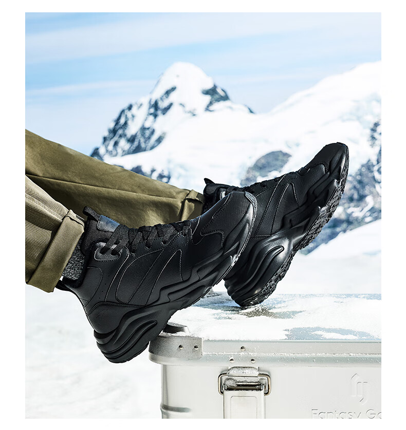 ANTA Gravity Thickened Cotton Shoes Men's Winter Fleece Lined High-Top Leather Water-Repellent Sports Shoes Men 112548954 1