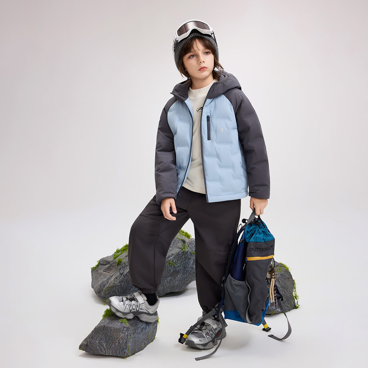 ASK JUNIOR Kids Lightweight Down Jacket Boys Girls Winter 2025 Windproof Warm Hooded Coat Light Blue