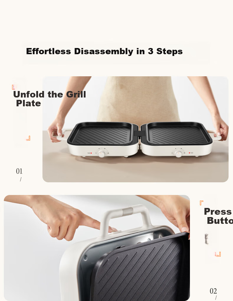 SUPOR Electric Grill Pan, Home Multi-Functional Non-Stick Grill, Detachable And Foldable Outdoor High-Power Barbecue GJ5030P818 25