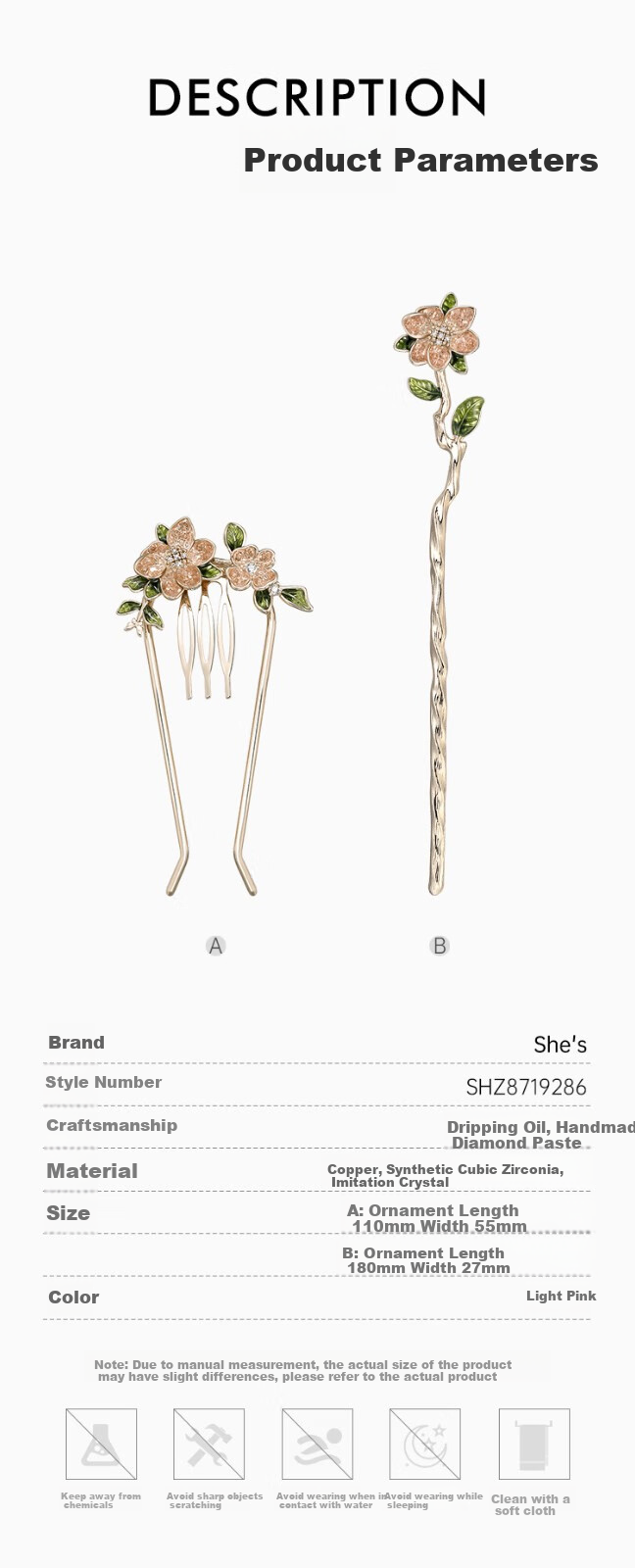 She's A Love-Inspired Oil Flower Hairpin, Ancient-Style Hair Bun, Hair Stick, Birthday Gift for Girlfriend 6