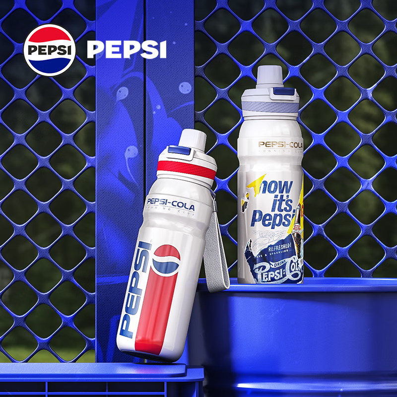 PEPSI Cola Insulated Tumbler 316L Stainless Steel Straw Cup Outdoor Sports Cycling Water Bottle Portable Travel Cooler Classic White