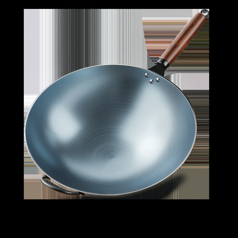 Deming 34CM Carbon Steel Wok Non-Coated Gas Stove Round Bottom Stir-Fry Pan for Home Cooking 7