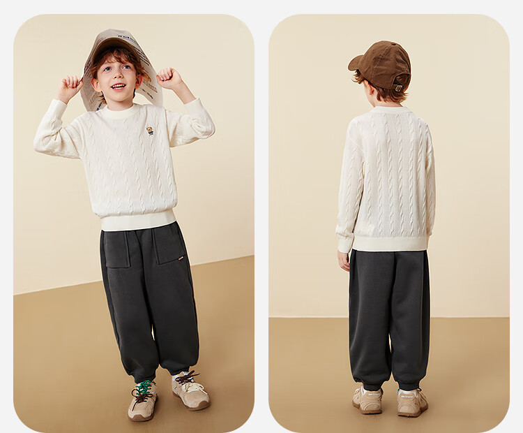 Minibala (minibala) [Teddy Bear Collaboration] Boys and Girls Full Size Range Class A Machine Washable Wool Sweater 2025 Winter 6