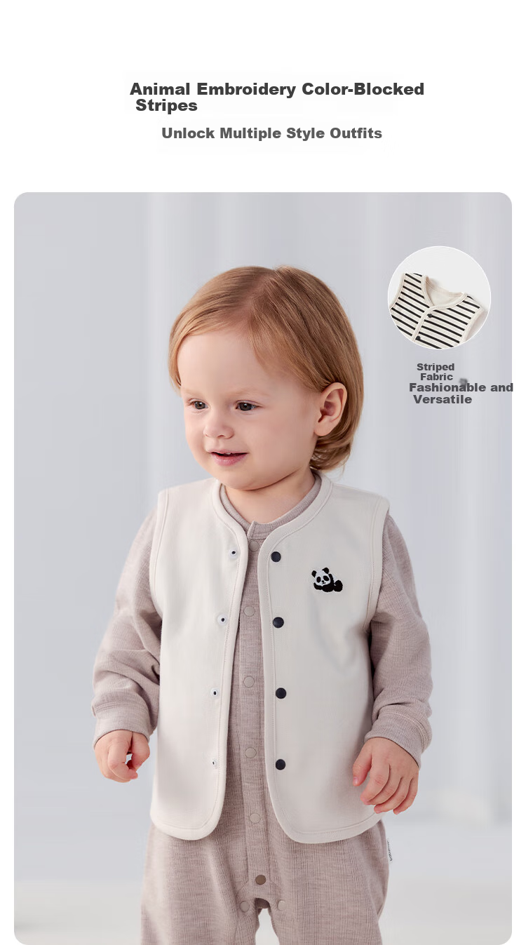 Babylove Infant Vest for Spring And Autumn, Unisex Baby Pure Cotton Warm Lightweight Vest, Reversible Striped Versatile Waistcoat for Outer Wear 3