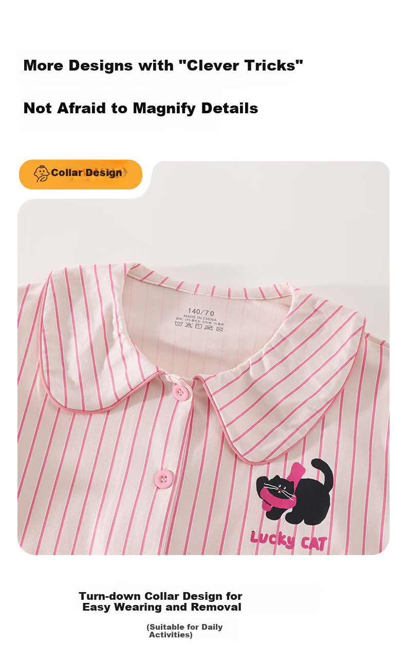 Zisehuayu Class A Modal Cotton Children's Pajamas, Girls' New Autumn Home Wear, Medium to Large Size Children's Set 7