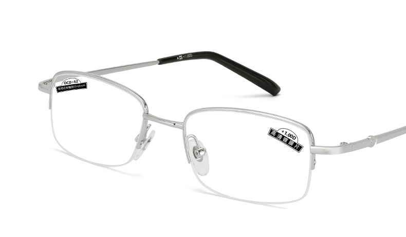 Funsonca High-Definition Green Film Semi-Rimless Metal Reading Glasses for Men And Women, Business-Style Durable Comfortable Fashion Classic Style 300 Degree 1