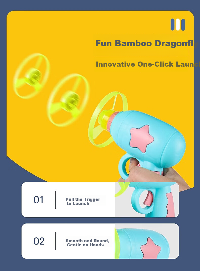 Soumade Bamboo Dragonfly Light-Up Toy Frisbee Flying Disc Spinning Top Gun Children's Toy for Boys And Girls Aged 3-6, National Day Gift 7