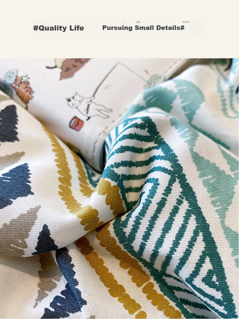 I-WILL All-Cotton Instagram-Style Printed Duvet Cover And Bed Sheet Set, Spring And Summer Bohemian Style Pure Cotton Bedding Set for 1.8/2.0m Bed 9