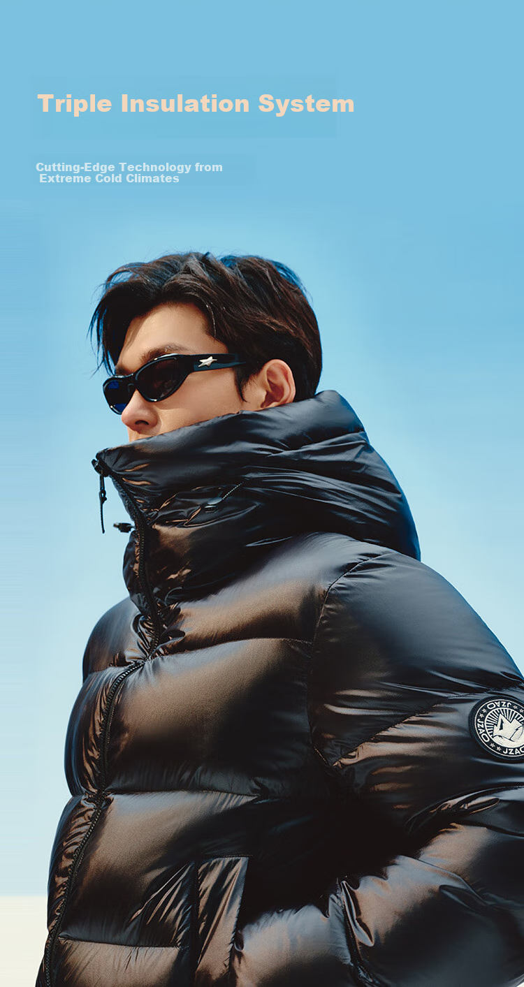 JD Original [Black Gold Imported White Goose down] Short Goose down Jacket for Men And Women, Winter Outerwear, Obsidian Black, 3XL 6