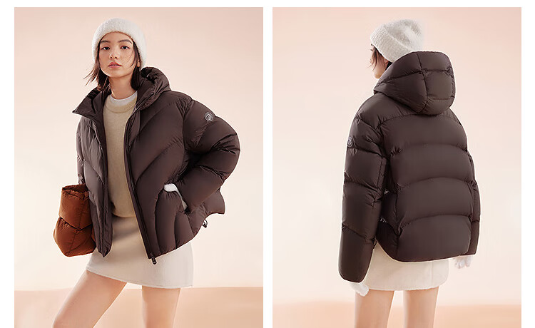 BOSIDENG Women's Off-Season 90% Down Thickened Hooded Loose Short Casual Warm Jacket Winter 15