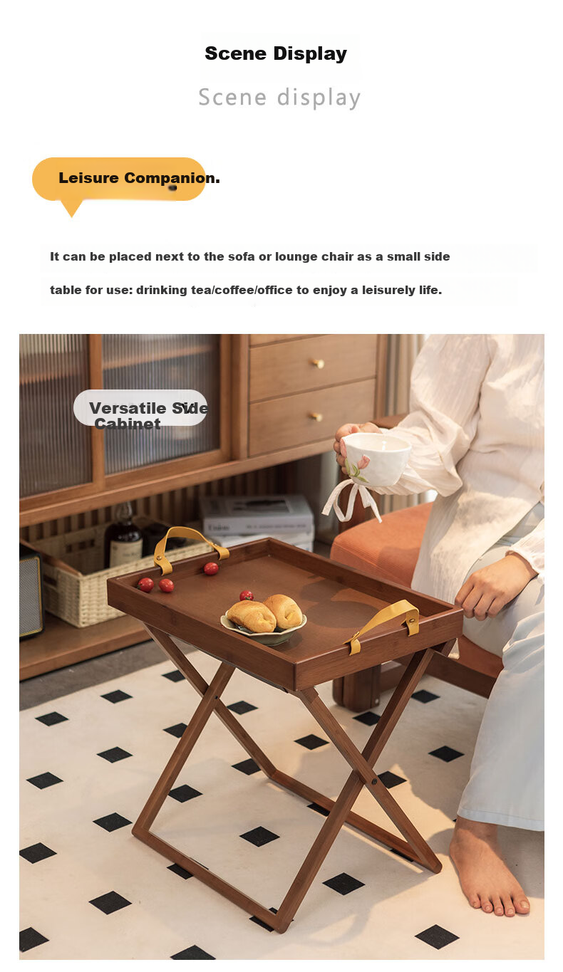 DuLu Foldable Small Coffee Table for Home, Sofa Side Table with Tray, Portable Tea Table, Outdoor Small Side Table 10