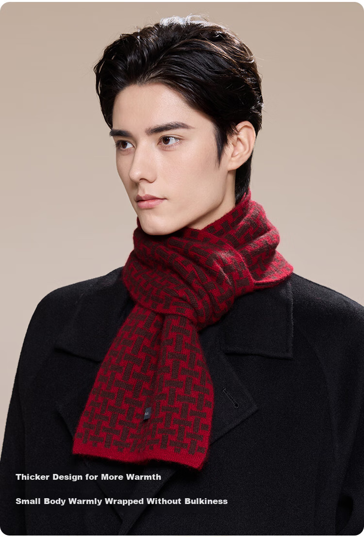 JIUMU 100% Cashmere Scarf for Men, Autumn And Winter Warm Neck Warmer, Gift for Men Or Fathers, National Day Birthday Present, Gift Box Packaging 6