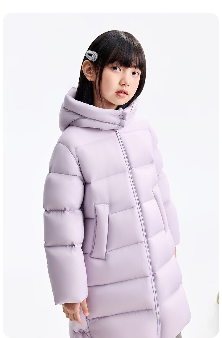 Annil Kids Unisex Extended Down Jacket 2025 Winter New Warm Coat Light Wheat Apricot 170 4