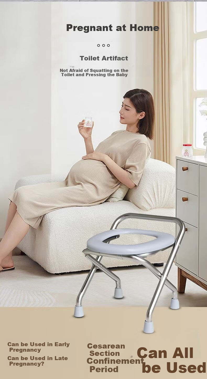 Yagao Foldable Elderly Portable Toilet Chair, Height 38cm, Suitable for Pregnant Women, Non-Slip Base, Portable Toilet Stool, Squat-To Chair 3