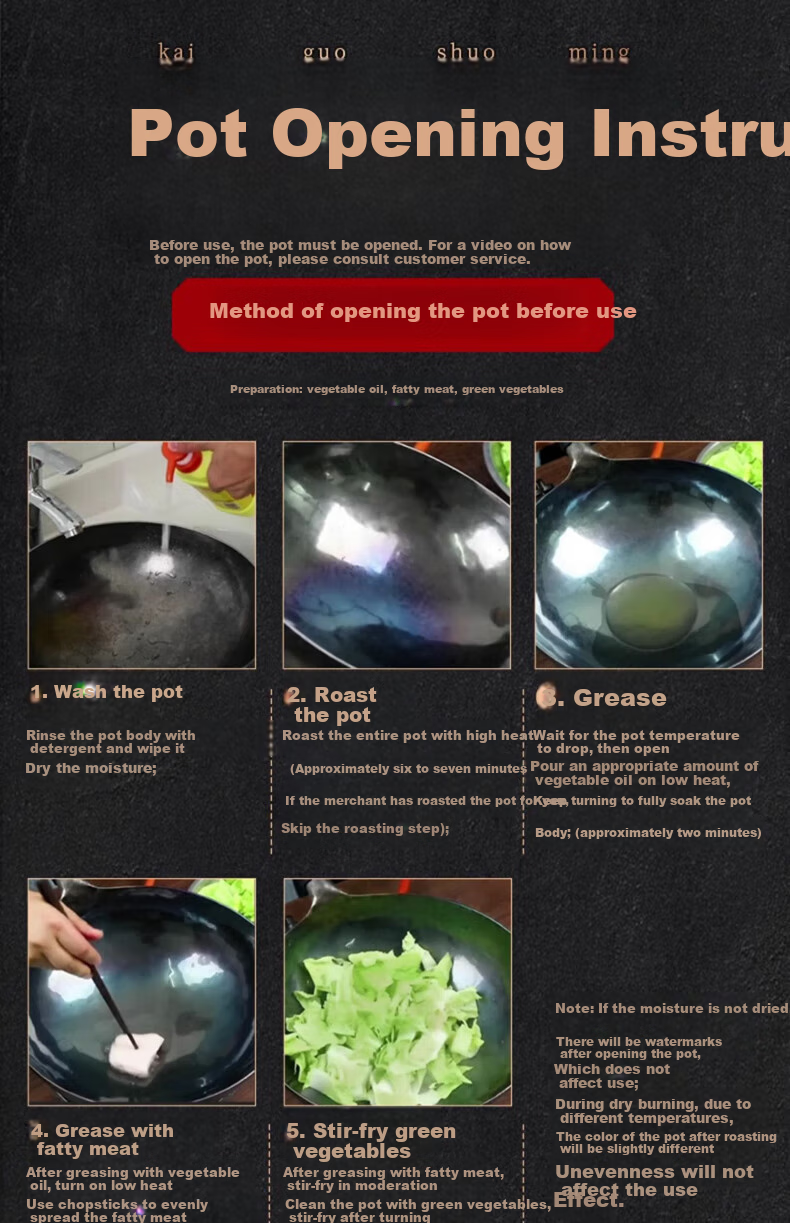 Laoniejia Black Iron Wok for Home Cooking, Zhangqiu Handmade Iron Pan, Traditional Non-Coated Non-Stick Pan (Zhang Zunzhong/Xu Lingxian) 32cm 35