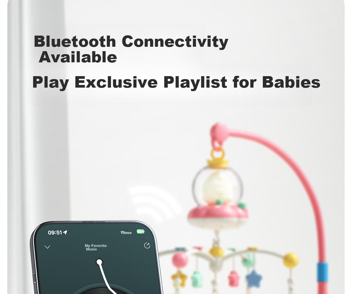 Xinge Baby Crib Rattle, Bluetooth Remote Control, Rechargeable Version, Musical Bed, Baby Soothing Rattle, Newborn Birthday Gift 5
