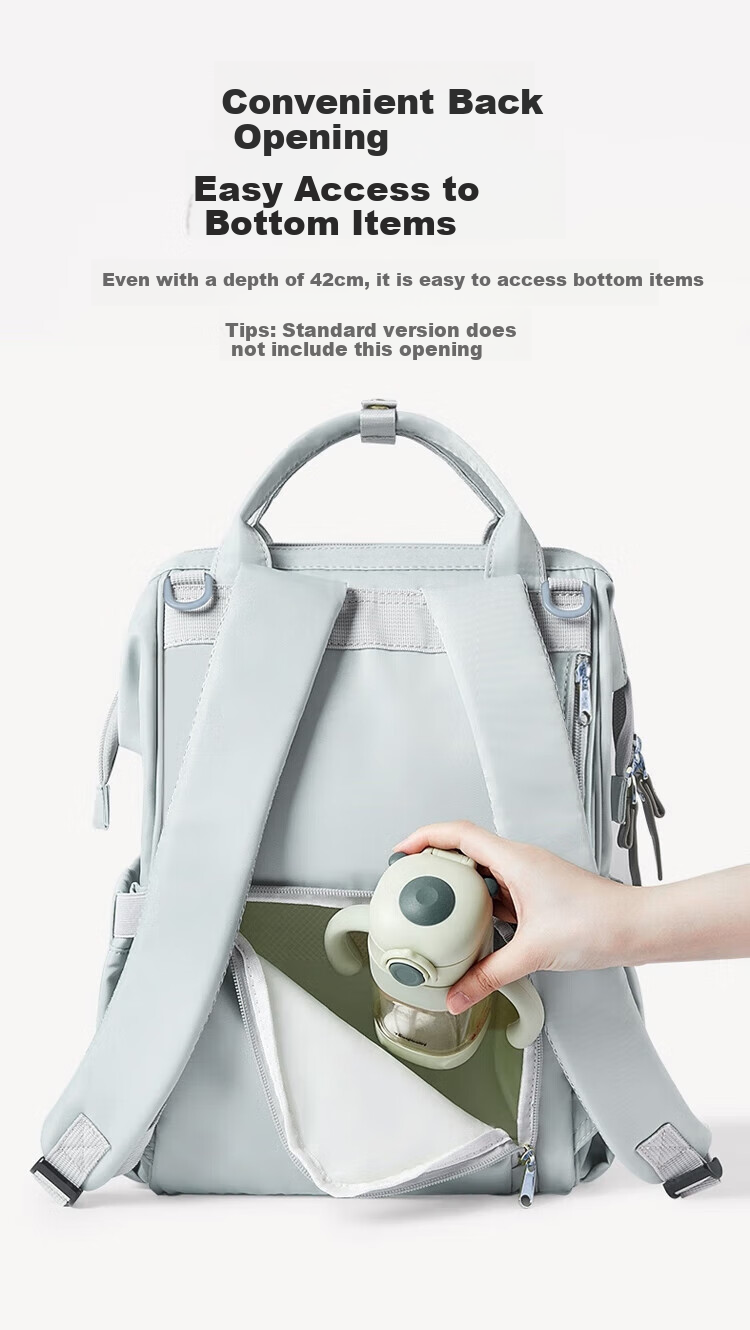 Aibaoshi Mommy Bag, Backpack, Multifunctional Breast Milk Carrier, Large Capacity, Baby Outdoor Lightweight Maternity Bag, Panpa Gray M366 10