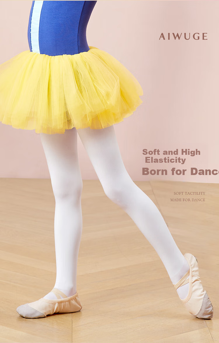Aiwuge Dance Socks for Children, Girls' Autumn And Winter Medium-Thick Tights, White Leggings, Dance Exam Practice Socks, Size M 3
