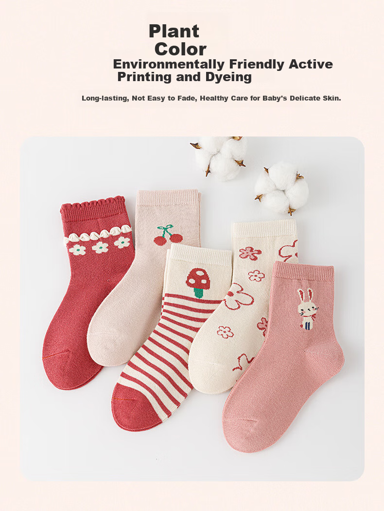 LIUZHI SHU Children's Socks for Spring And Autumn, Girls' Thick Mid-Calf Socks for Fall And Winter, Combed Cotton Princess Socks for School-Age Children And Teens 3