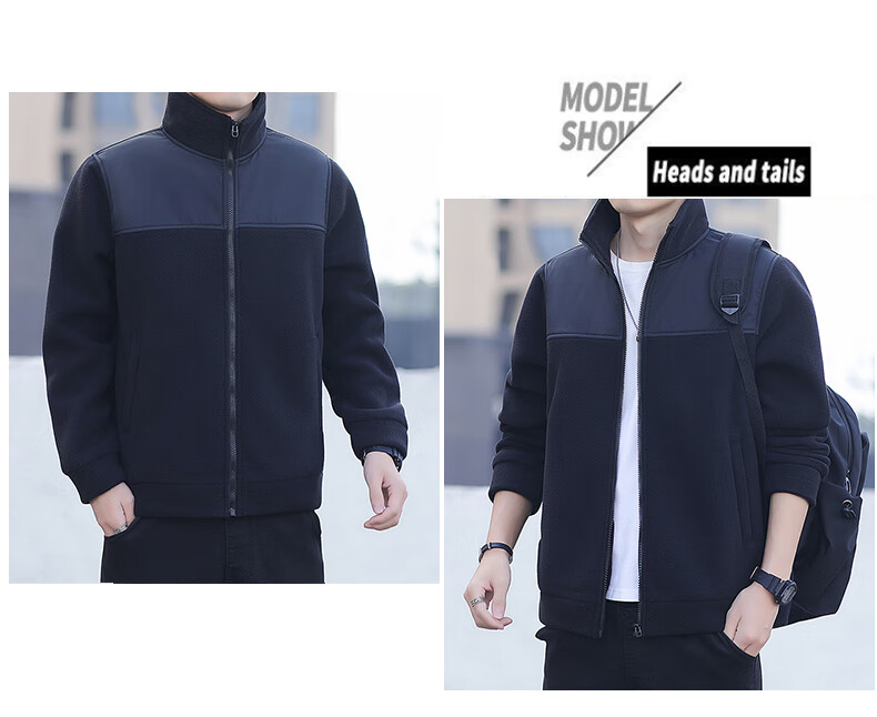 TUCANO Men's Stand Collar Fleece Jacket Autumn Winter Outdoor Warm Fleece Liner Green L 4