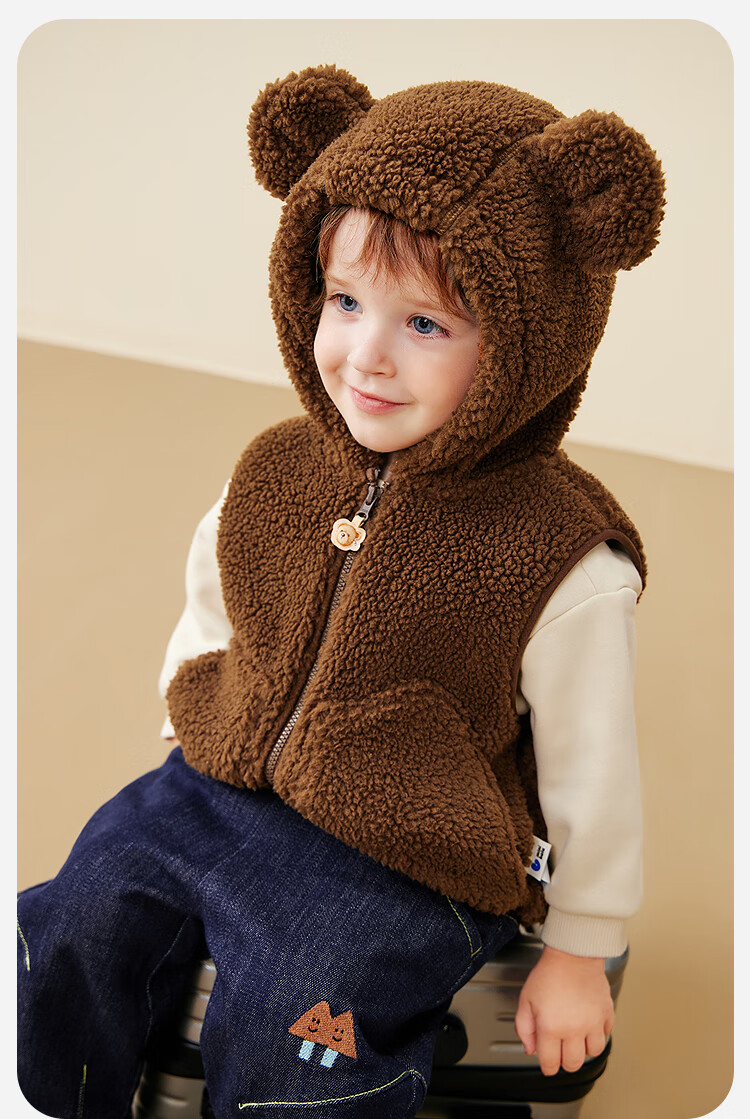 Minibala 【Pure Electric Velvet】Unisex Kids Vest Teddy Bear Baby Sleeveless Jacket 2025 Winter Collaboration 2