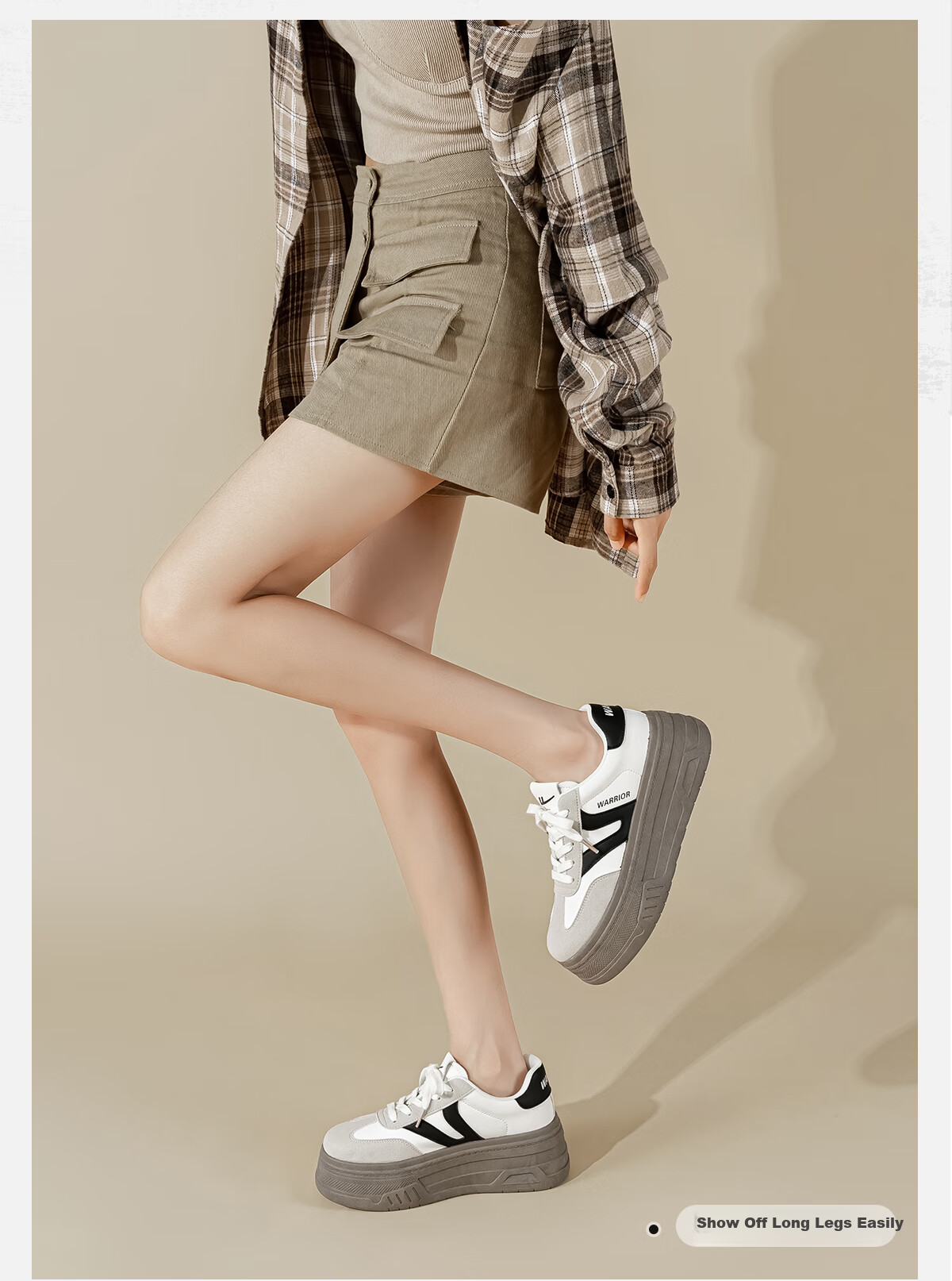 Huili Women's Shoes Spring Thick-Soled Training Shoes Versatile Comfortable Sneakers for Female Students Sports Casual Shoes Beige/white 39 3