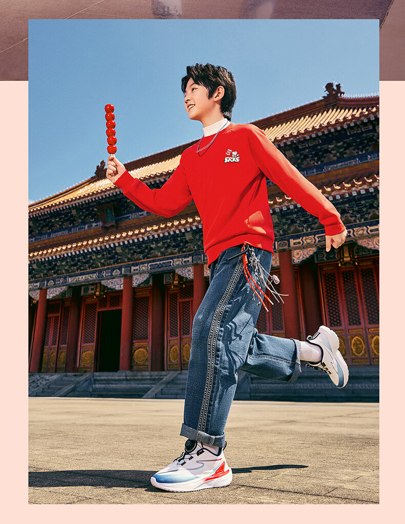 ERKE Kids Thick Pullover Hoodie Dragon Flame Red 140 8