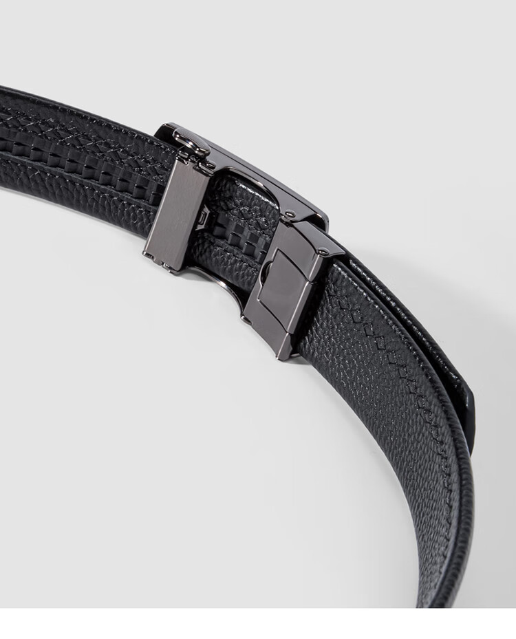 HONGU Men's Genuine Leather Automatic Buckle Belt Casual Waistband Youth Pants Belt Gift Box 120cm New Year Birthday Gift 15