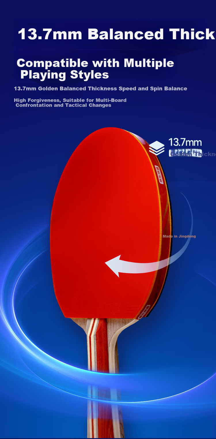 JD Original Jijin Two-Star Table Tennis Racket Set, Professional Competition Training Horizontal And Vertical Set, Includes Racket Case + 10 Balls 8