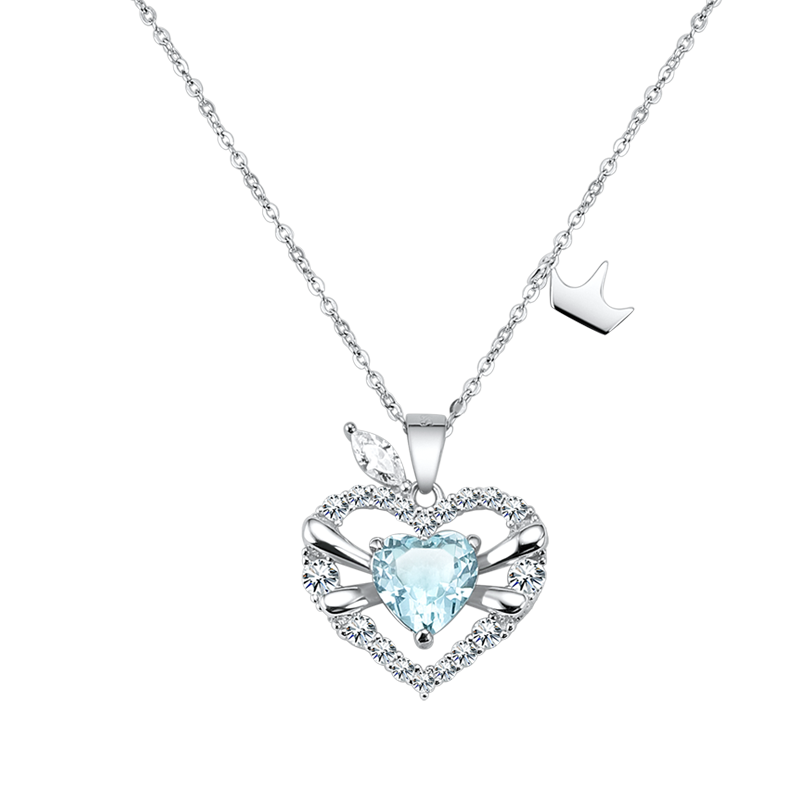 Disney Dazzling Heart Necklace, 925 Silver Collarbone Chain, High-End Niche Birthday Gift, Mother's Day Present for Girlfriend
