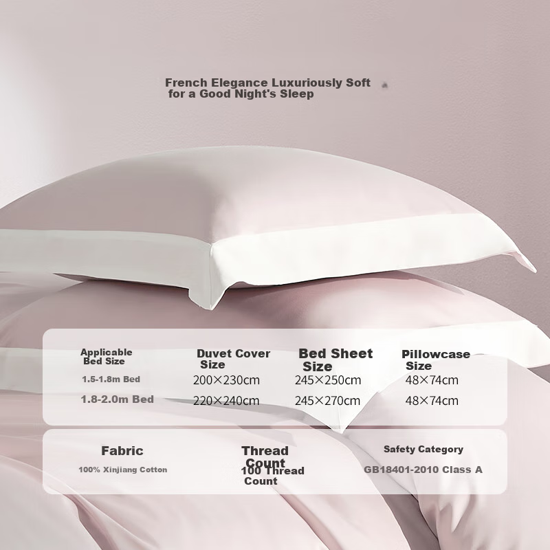 JIEBO 100-Piece Pure Cotton Bedding Set, Class A Long-Staple Cotton French High-End Luxury Bed Sheet Set (Duvet Cover 200×230cm)