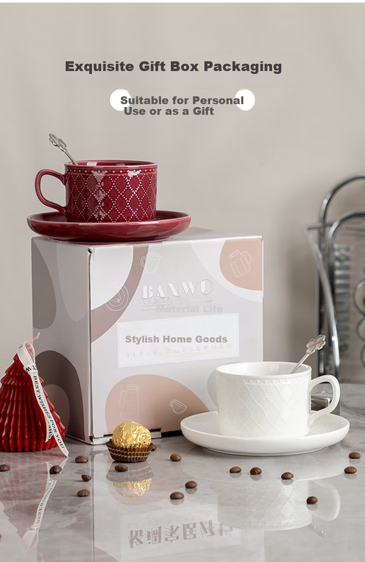 Banwushenghuo High-End European Style Coffee Cup Set with Ceramic Cups And Saucers, Luxurious Afternoon Tea Cups for Office And Home Use 13