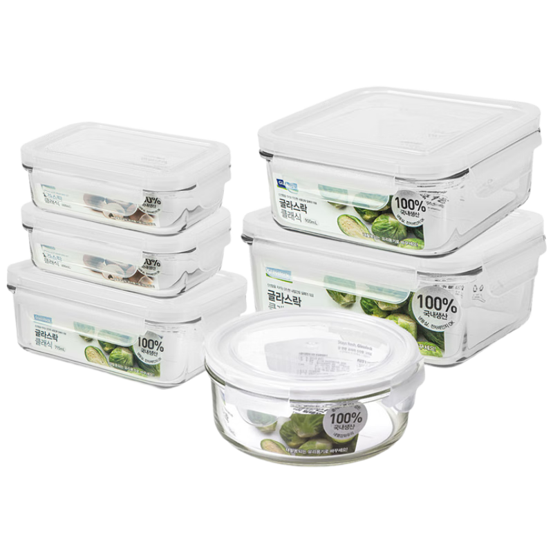 GLASSLOCK Imported Heat-Resistant Glass Food Storage Container Microwaveable Lunch Box for Office Workers Freezer Bento Box Student Fruit Meal Box